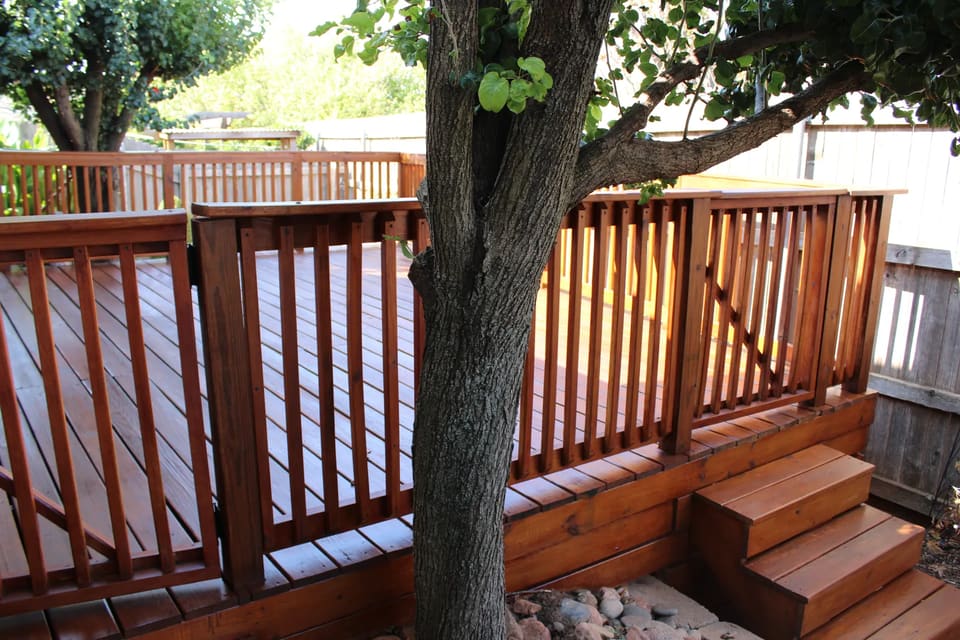 A deck stained and sealed by Hometown Painting in Oklahoma City