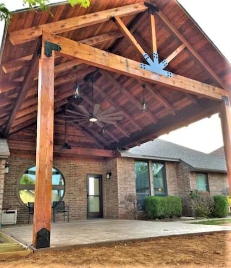 A freshly stained pergola in the OKC metro